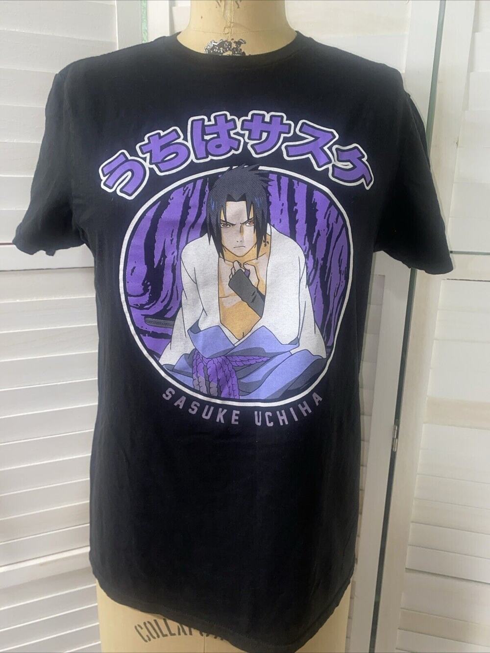 Sasuke Uchiha T-Shirt Naruto Jiraya Hinata Itachi Uchiha Black T-Shirt Sz Med